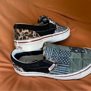 Patchwork Vans slips on. Cute style for fall.